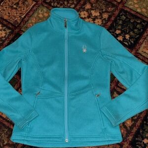 Women's Spyder Full Zip Lined Jacket Layering Size Small Core Sweater Green
